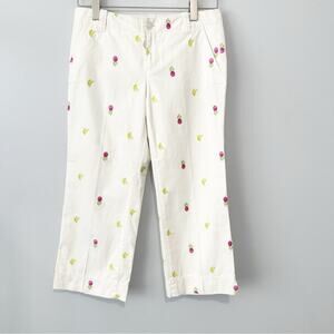 Lilly Pulitzer Main line fit jeans white denim pineapple fruit cropped size 6